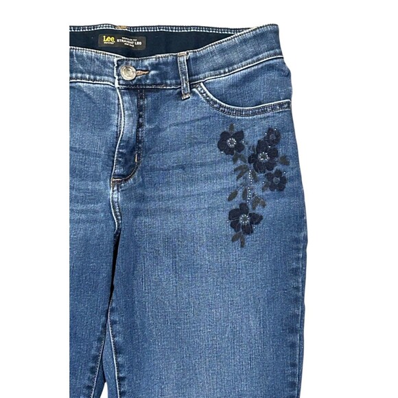 Lee Jeans Women 10M Straight Leg Ultra Lux Comfort Flex Motion Waistband Floral - Picture 2 of 5
